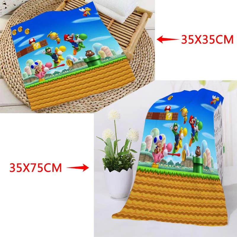 35x35 см, 35x75 см, полотенца на заказ с принтом Super Mario Bros, квадратные полотенца из микрофибры, впитывающие сушки, банные полотенца, мочалка - Цвет: 7