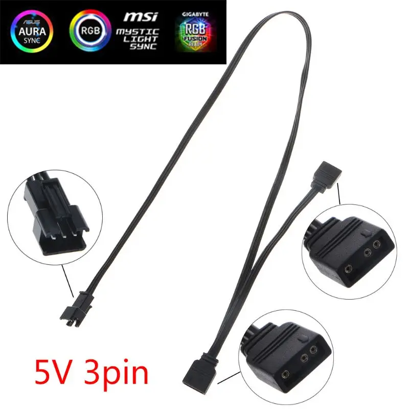 

ARGB Control 5V 3Pin Extension Cable Adapter for AURA AS-US/MSI Motherboard 85WD