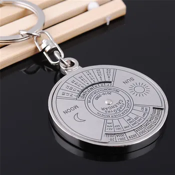 

Car Keychain 50 Years Perpetual Calendar Mini Keyring Holder Fashion Vintage Keyfob Unique Jewelry Compass Metal KeyChain Gift