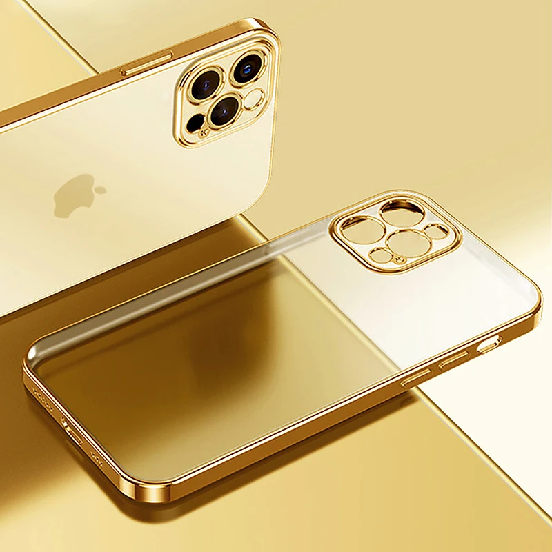 Роскошный прозрачный чехол с квадратной рамкой для iPhone 12 11 Pro Max Mini X XS XR 7 8 Plus SE 2020