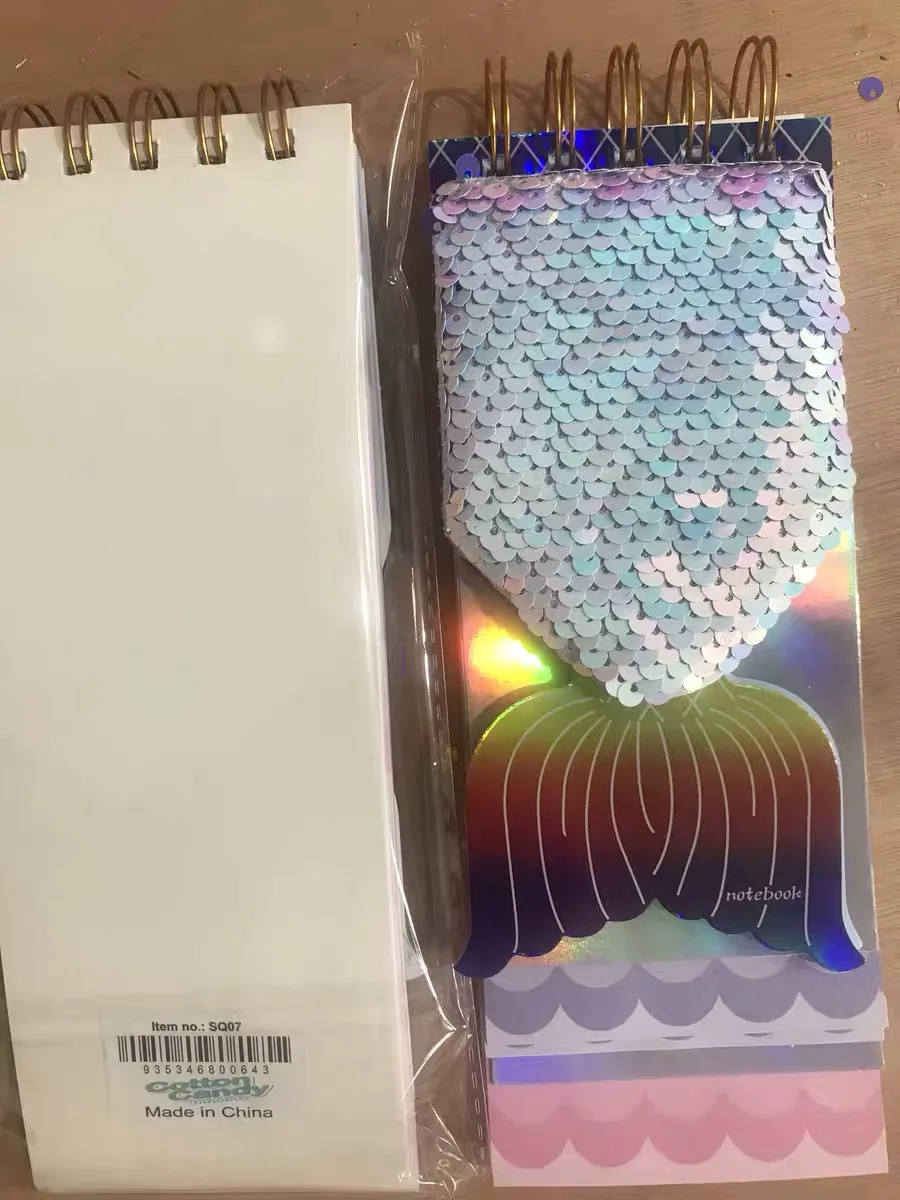 Креативный Русалка двусторонние пайетки ткань Мини ноутбук модный спиральный ноутбук мини прекрасный ноутбук рыбные весы спиральный ноутбук - Цвет: White mermaid