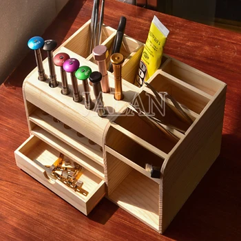 

Multi Functional Storage Box Mobile Phone Repair parts Smartphone Opening Tools screwdriver Collector wooden box