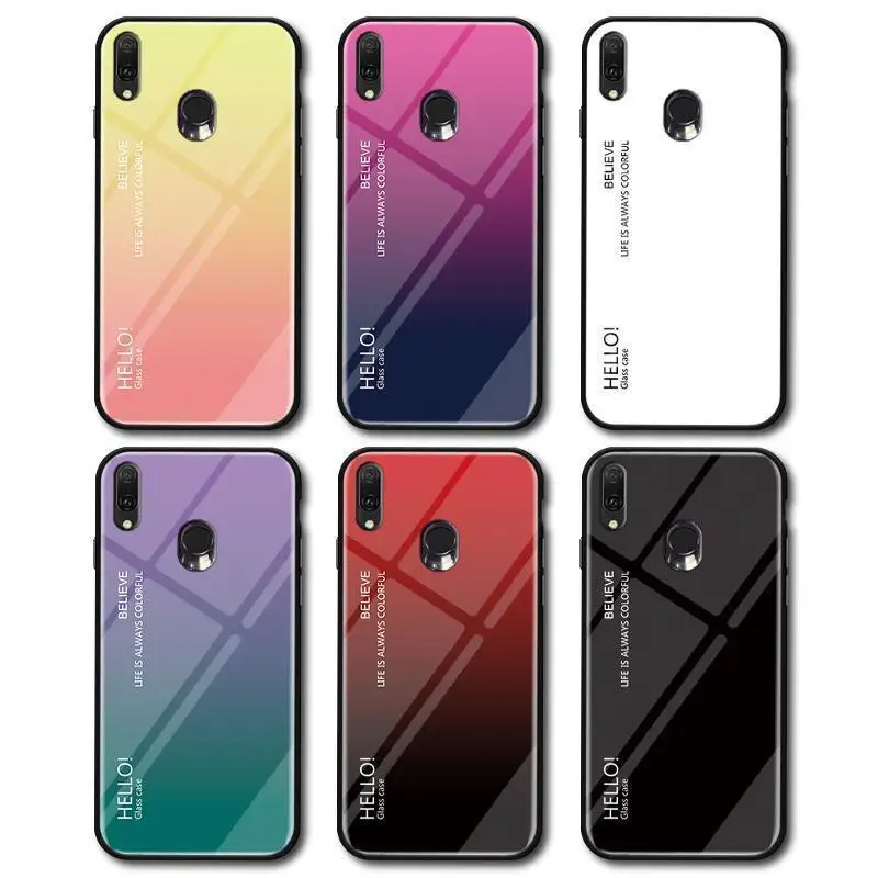 

For ASUS M1 ZB601KL Phone Case for Asus Zenfone Max Pro M2 ZB631KL Gradient Tempered Glass Shockproof Soft Silicone Frame Case