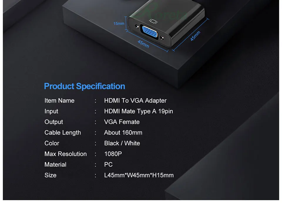Roreta HDMI в VGA адаптер 1080P цифро-аналоговый видео аудио Мужской в Famale конвертер для ПК ноутбук планшет адаптер