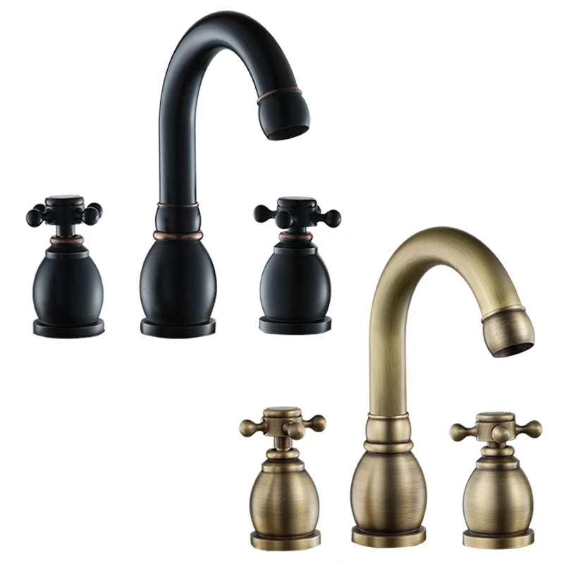  Promotion Hot and Cold Water Kitchen Sink Faucet Copper Water Mixer Tap Bronze - 4000458575727