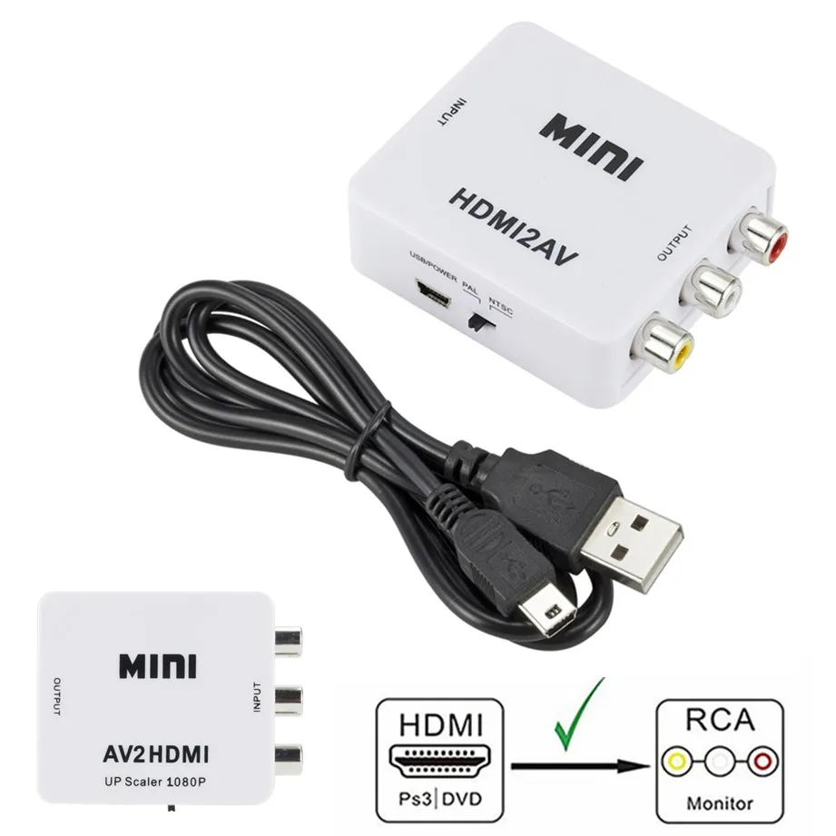 1080P HDMI to AV Video Scaler and Converter Adapter