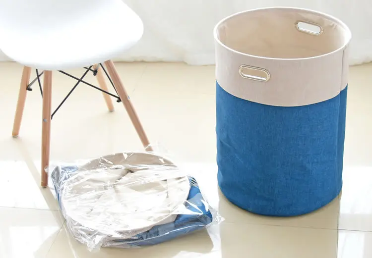 blue Laundry Basket Picnic Basket Stand Toy Storage Box Bag Cotton Washing Dirty Clothes Basket Organizer Bin Handle (8)