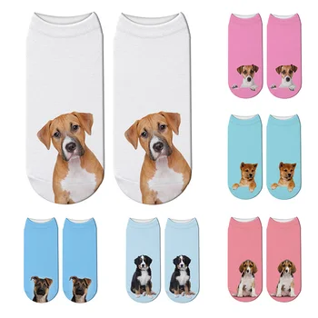 

New Funny 3D Printed Women Socks Unisex Harajuku Kawaii Christmas Short Socks Cute Dog Pattern Multicolor Female Low Ankle Socks