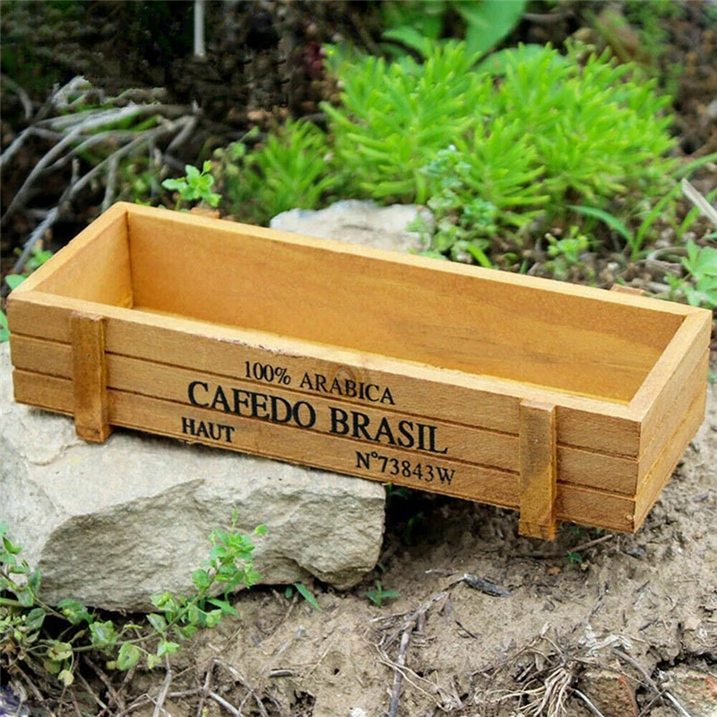 Wooden Planter Box Garden Plant Flower Pot Decorative Yard MicroLandscape Flower Vintage Succulent Boxes Gardening Decoration