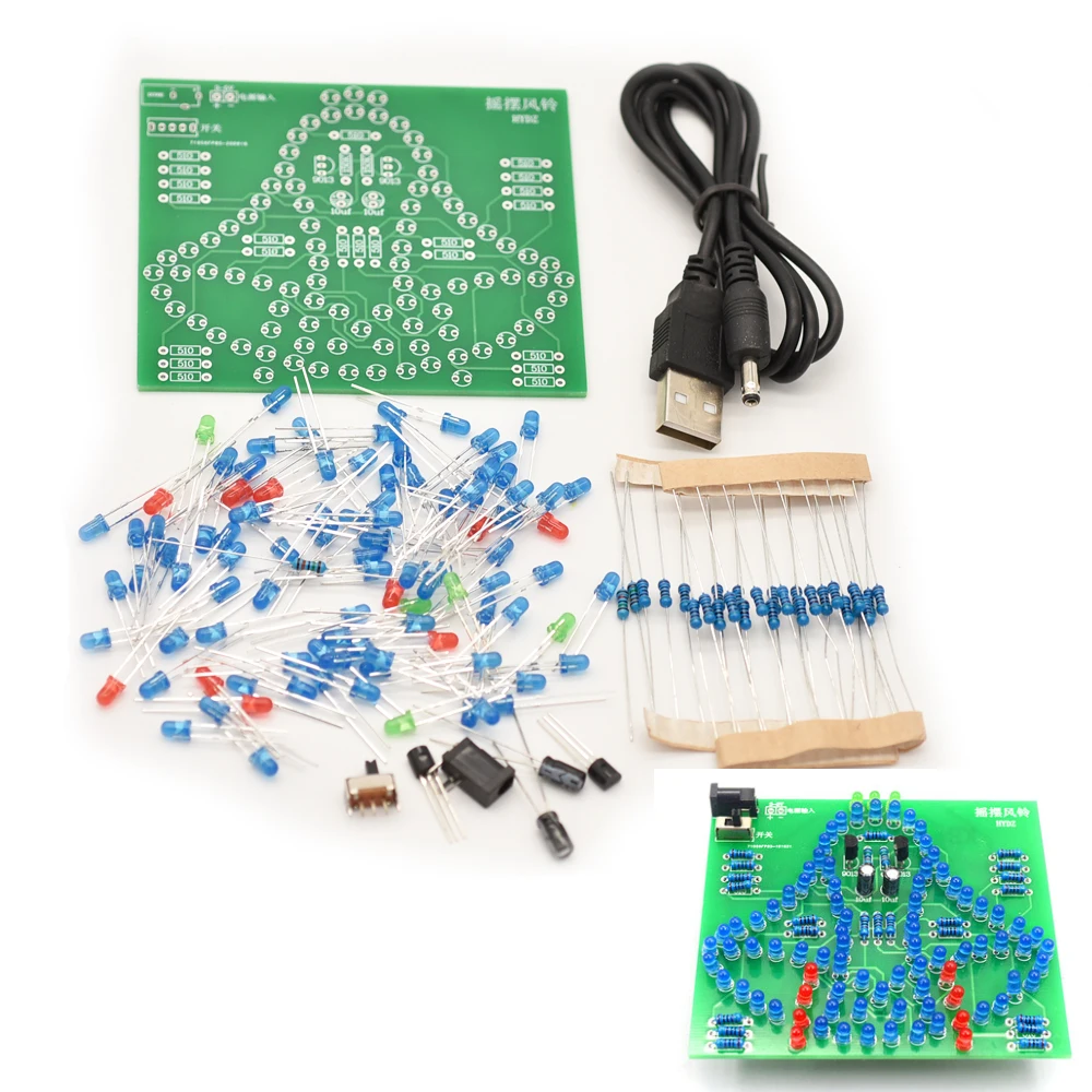 

DIY electronic kit LED Wind chimes sodering kit blue led Swinging wind chimes 3-5v input circuit teaching project