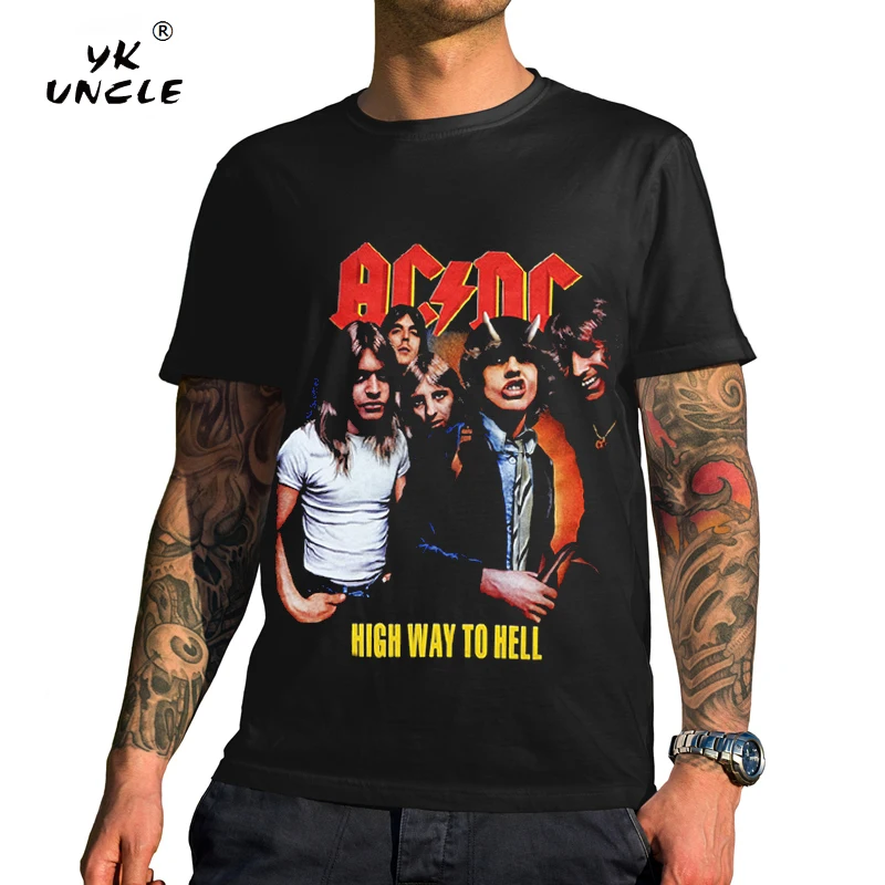 YK UNCLE Фирменная Новинка Camisetas AC/DC рок футболка мужские футболки acdc принт Повседневная футболка с круглым вырезом хип-хоп группа короткий рукав
