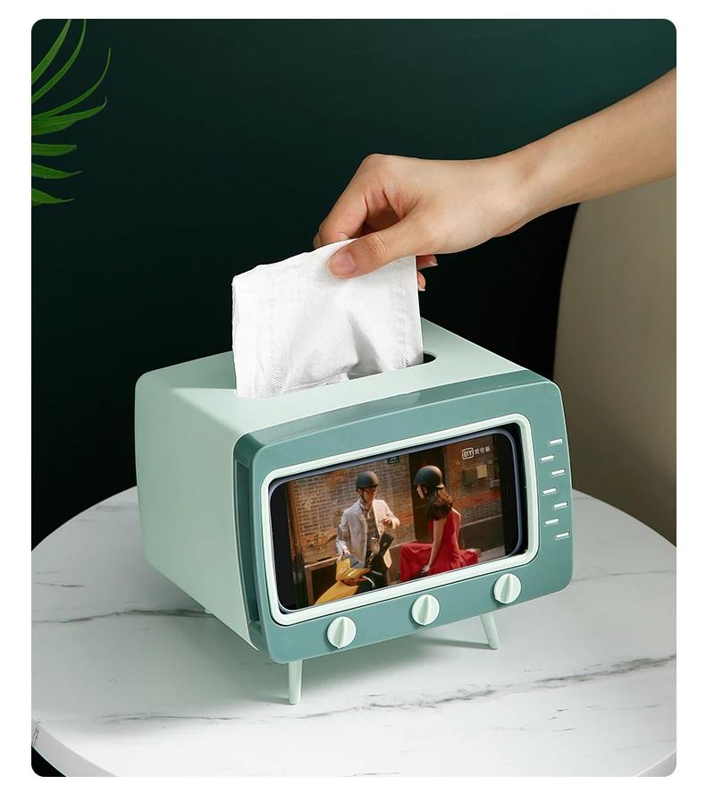 Retro Radio Model Tissue Box Desktop Paper Holder Vintage Dispenser Storage Napkin Case Organizer Ornament Wet Wipes Decoration