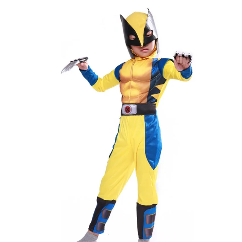 Wolverines X-men супергерой Детские костюмы на Хэллоуин для детей комбинезон карнавальный вечерние Человек-паук Черная пантера новогодний