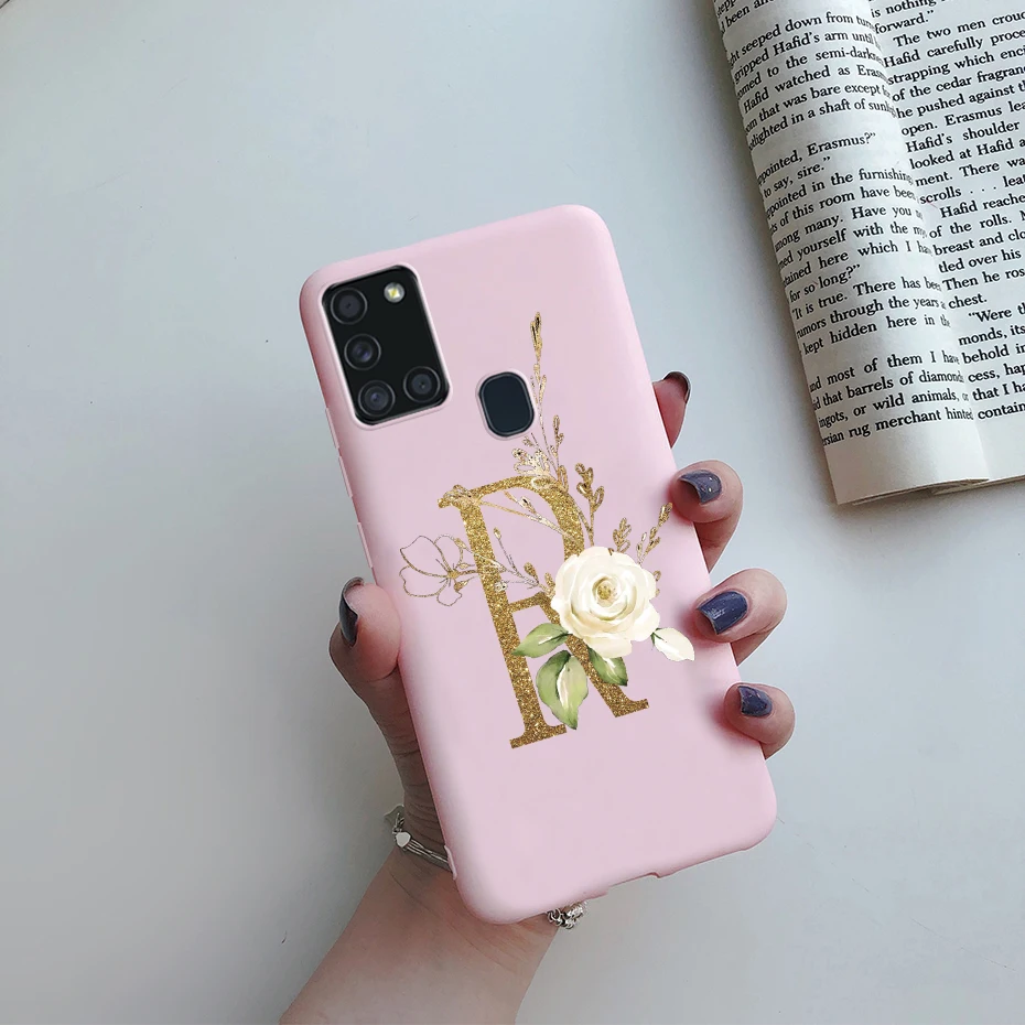 Cute Letter Silicone Soft Phone Case Cover for Samsung Galaxy A21s, 6.5'' Coque s
