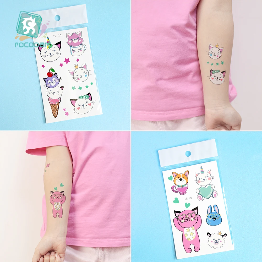 Kids Cartoon Animals Waterproof Temporary Tattoo Pet Cats Dogs Tattoo Stickers Children Boy Girl Fake Body Art Flash Tatoo tattoo sticker temporary tattoos