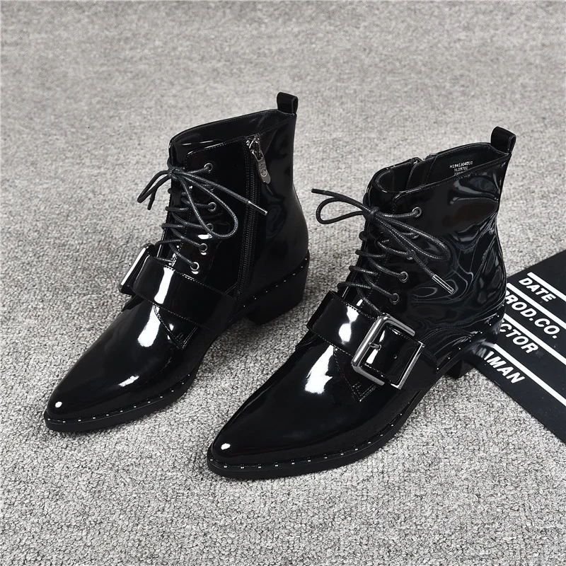 

2020 New Arrival Natural Genuine Pig Leather Flat Boots Women Punk Moto Boots Spring Autumn Winter Plush Ankle Boots Botas Mujer