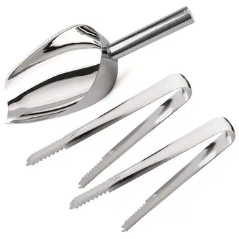 

Ice Scoop and Ice Tongs (3 Pack), Stainless Steel Serving Tongs and Food Scoop for Ice Bucket, Bar, Kitchen, Tea Party and Weddi