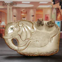  Nordic Ceramic Kiln Change Fruit Plate Porcelain Elephant Fish Cabbage Rabbit Shape Dessert Sushi Plate Snack Dishes Tableware 