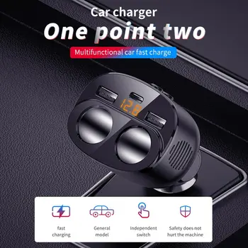 

Car Mp3 Player Multifunctional Type C Dual USB FM Transmitter 2 Cigarette Lighter Socket MP3 Radio Modulator for Truck New