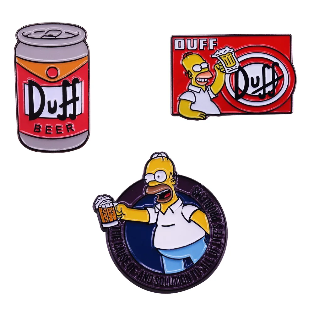 Эмалированная брошь в виде пивных банок Duff мультяшная бижутерия|Броши| |