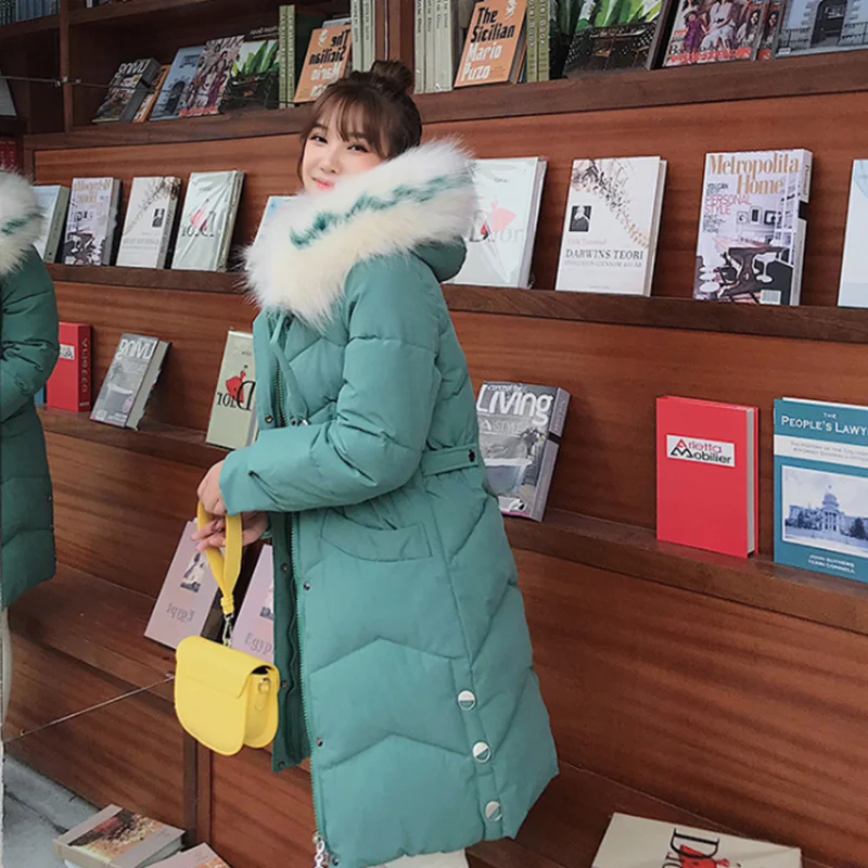 Стиль, зимнее женское пальто, модные корейские стильные длинные Средние пуховики, черные, желтые теплые толстые женские тонкие хлопковые пальто