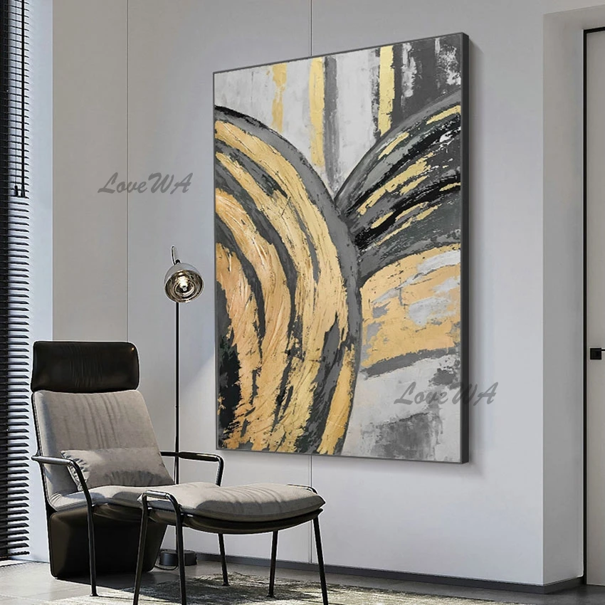 

No Framed, Texture Gold Foil Abstract Painting, Canvas Modern Art Picture,100% Handpainted Home Decoration Direct Sales Business