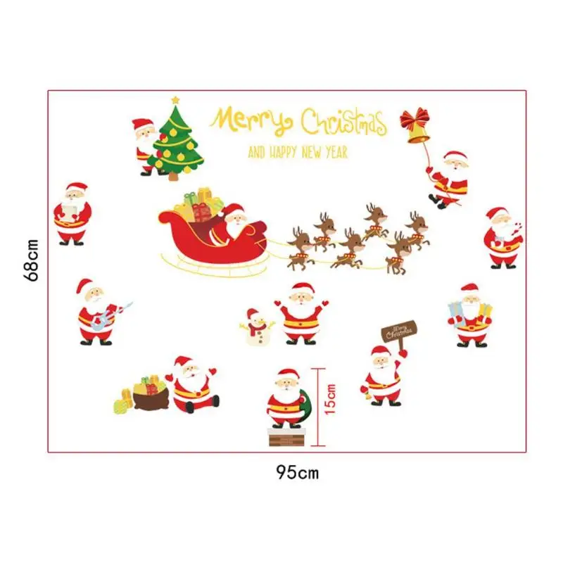DIY Merry Christmas Wall Sticker Showcase Home Window Glass Sticker Santa Claus Christmas Tree Wall Stickers Natal Navided