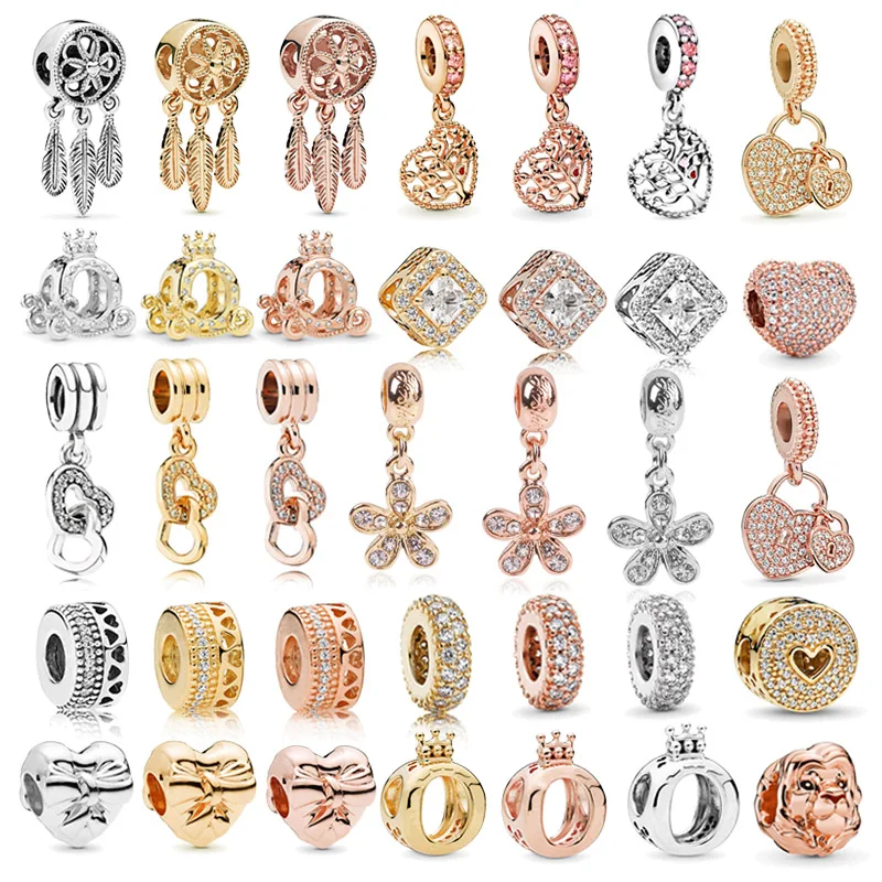

Boosbiy 2pc 3 Colors Gold/Rose Gold/Silver Charms Beads Pendant Fit Pandora Bracelet & Necklace DIY Making Jewelry Accessories
