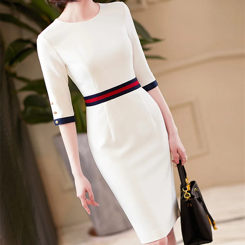 Vestidos Elegantes de cuello redondo para mujer, ropa Formal de alta  calidad para trabajo de negocios, ajustada, talla XXXL, novedad de 2022| Vestidos| - AliExpress