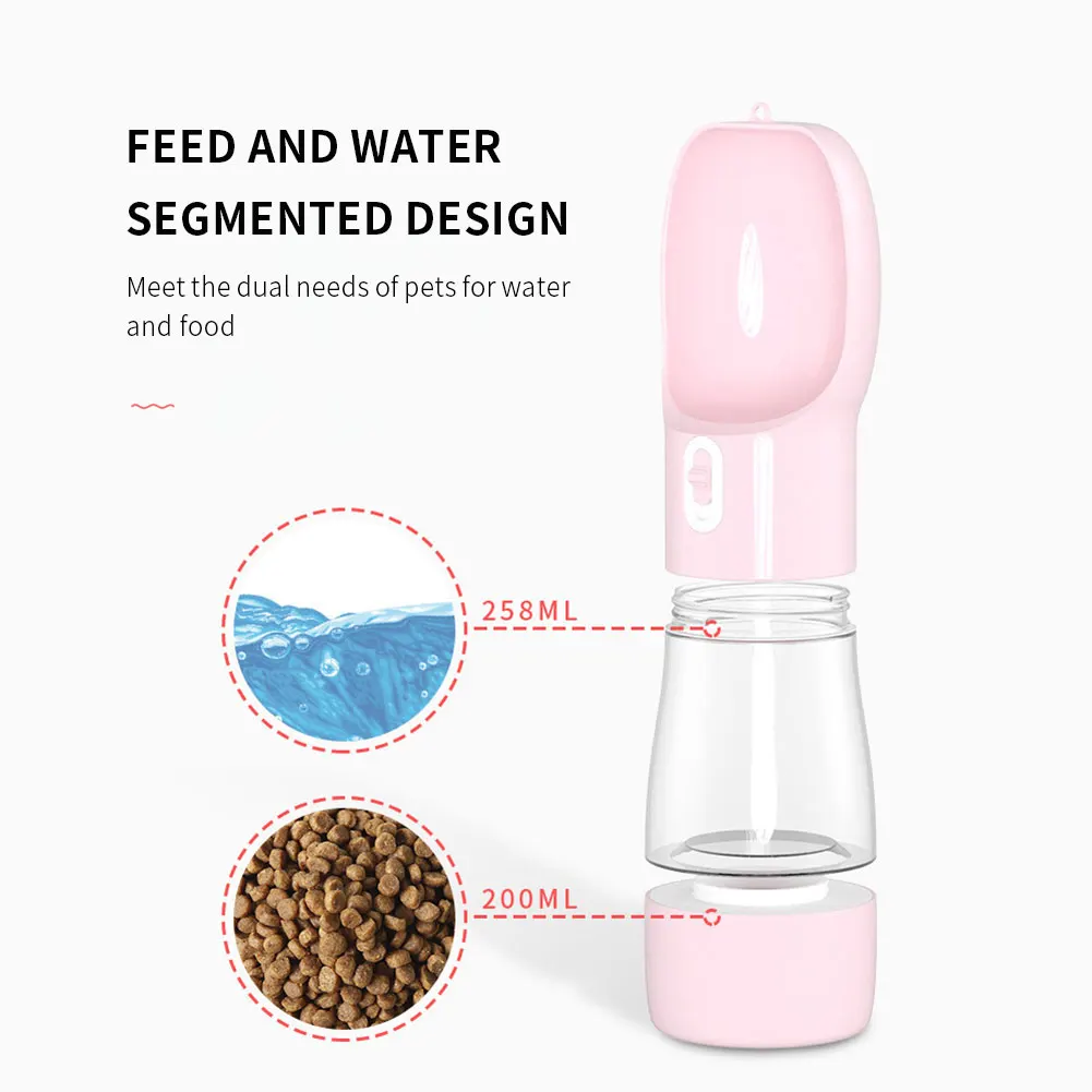 Botella de agua para perros, recipiente a prueba de fugas, contenedor de alimentos, suministros portátiles al aire libre, dispensador de agua, alimentador, producto para cachorro