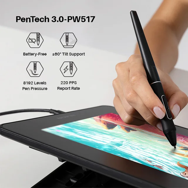 HUION Kamvas 12 Graphic Tablet Monitor Portable 11.6 Inch Anti-glare Screen Drawing Pen Display Support Windows Android MacOS 5