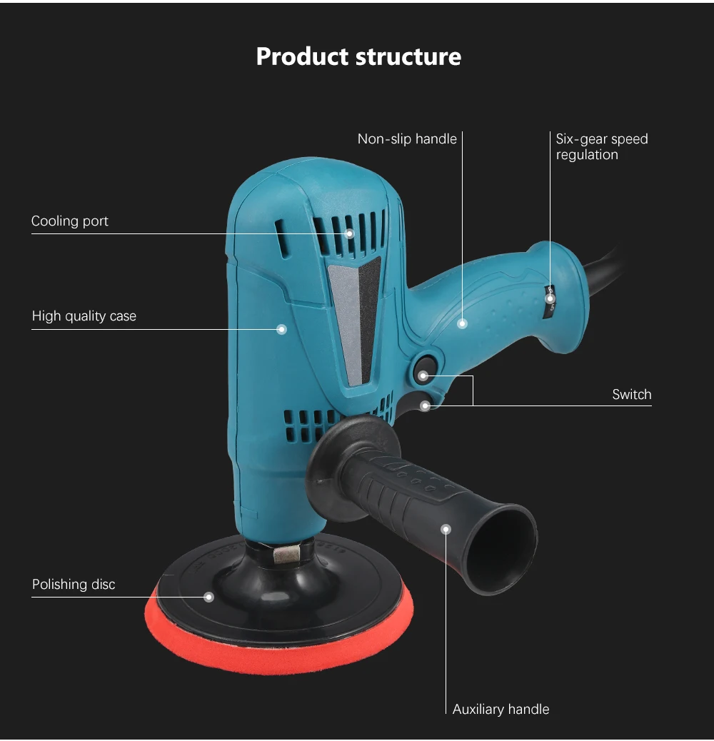 600W Grinder Polishing Sanding Machine Auto Car Polisher 1- 6 Gear Speed Adjustable Waxing Tools Car Accessories Powewr Tools