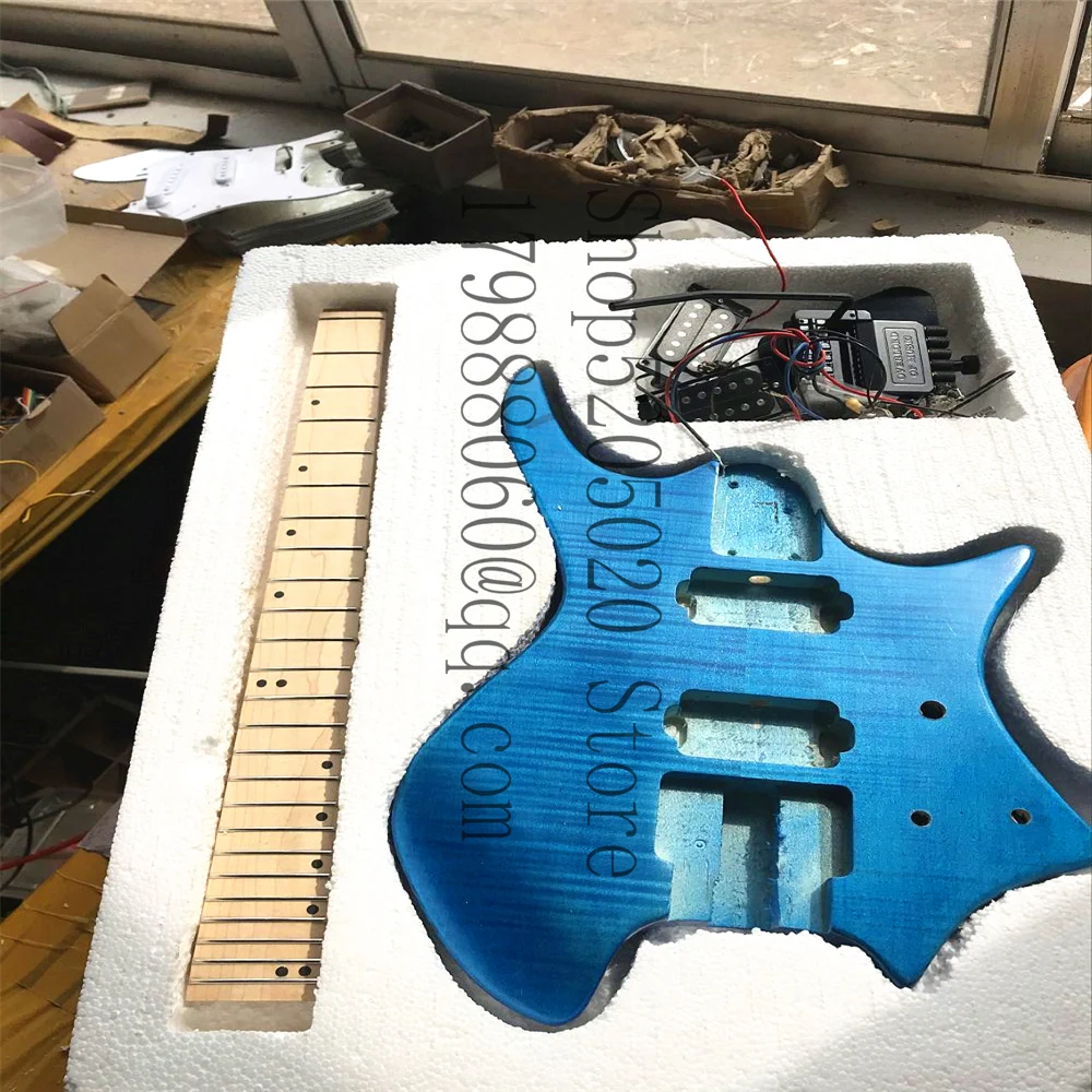 Электрическая гитара без головы 6 струн электрическая искусство боди-пламя клен