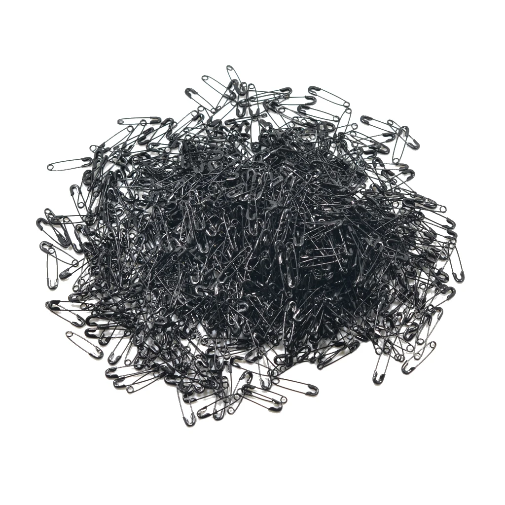 1000x Mini Tags Safety Pins Jewelry Making Accessories Findings Black 19mm