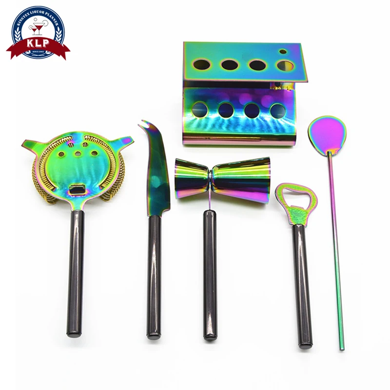 

Multi-color Stainless Steel Cocktail Shaker Ice Tong Mixer Drink Boston Bartender Browser Kit Bars Set Professional Bartender