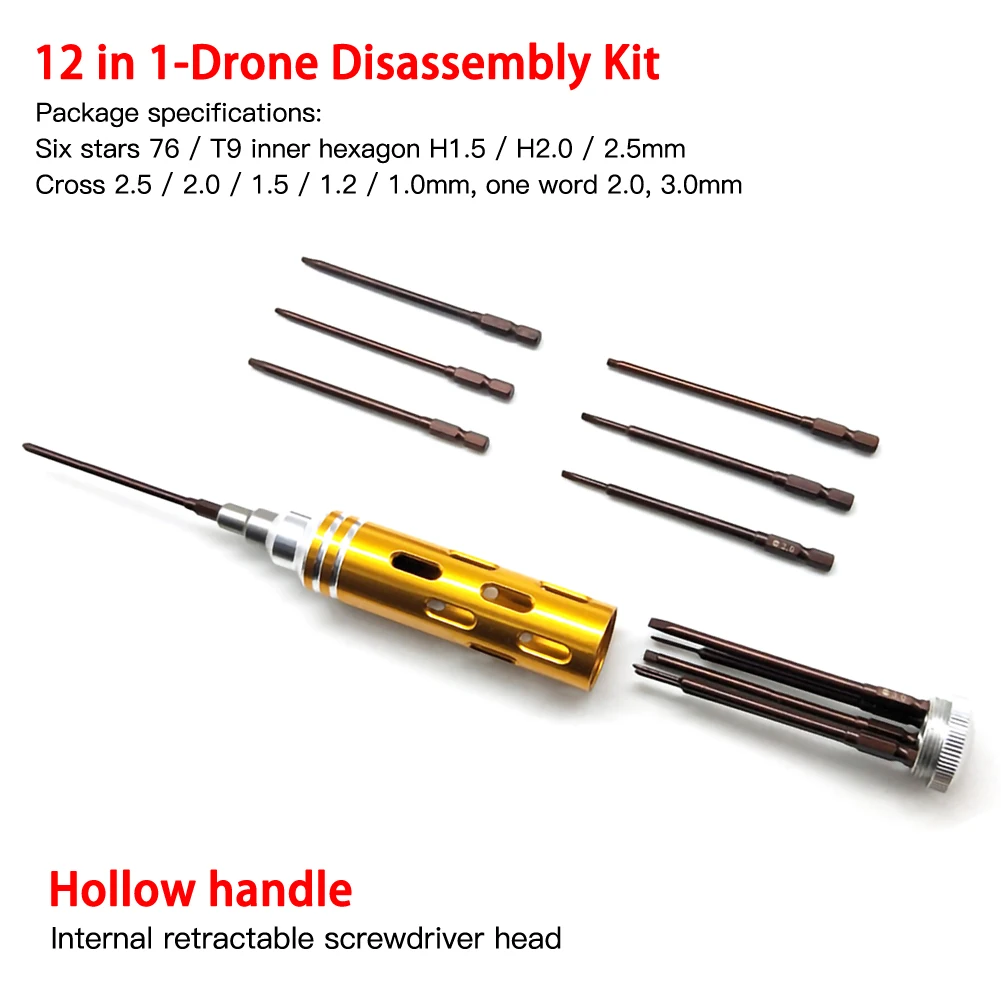 

12 in 1 UAV Hexagon Screwdriver Repair Disassembly Tool Set Cross / Slotted