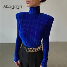 AHAgaga 2022 Spring Backless Elegant Velvet Bodysuit Rompers Women Jumpsuit Pure Color High Neck Tight Body Suit Velvet Overalls