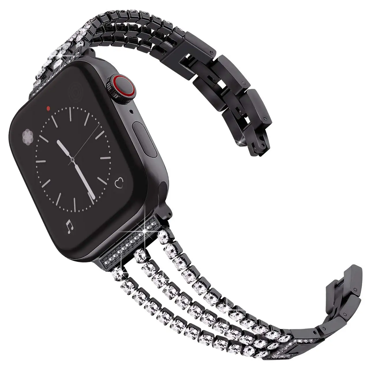 black Женский бриллиантовый ремешок для часов Apple Watch 38 мм 42 мм серия 5 3 2 1 браслет pulseira iWatch 4 40 мм 44 мм ремешок из нержавеющей стали - Цвет ремешка: black