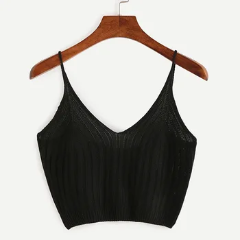 

2020 New Style Camisole Knitted Vest Solid Color Slim Fit Short Tops V-neck Sexy Base Underwear Special Offer Women's