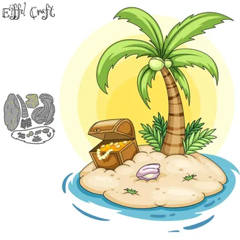 

Treasure scrapbooking paper metal craft dies for card making Beach, island stencils for diy scrapbooking new die 2020