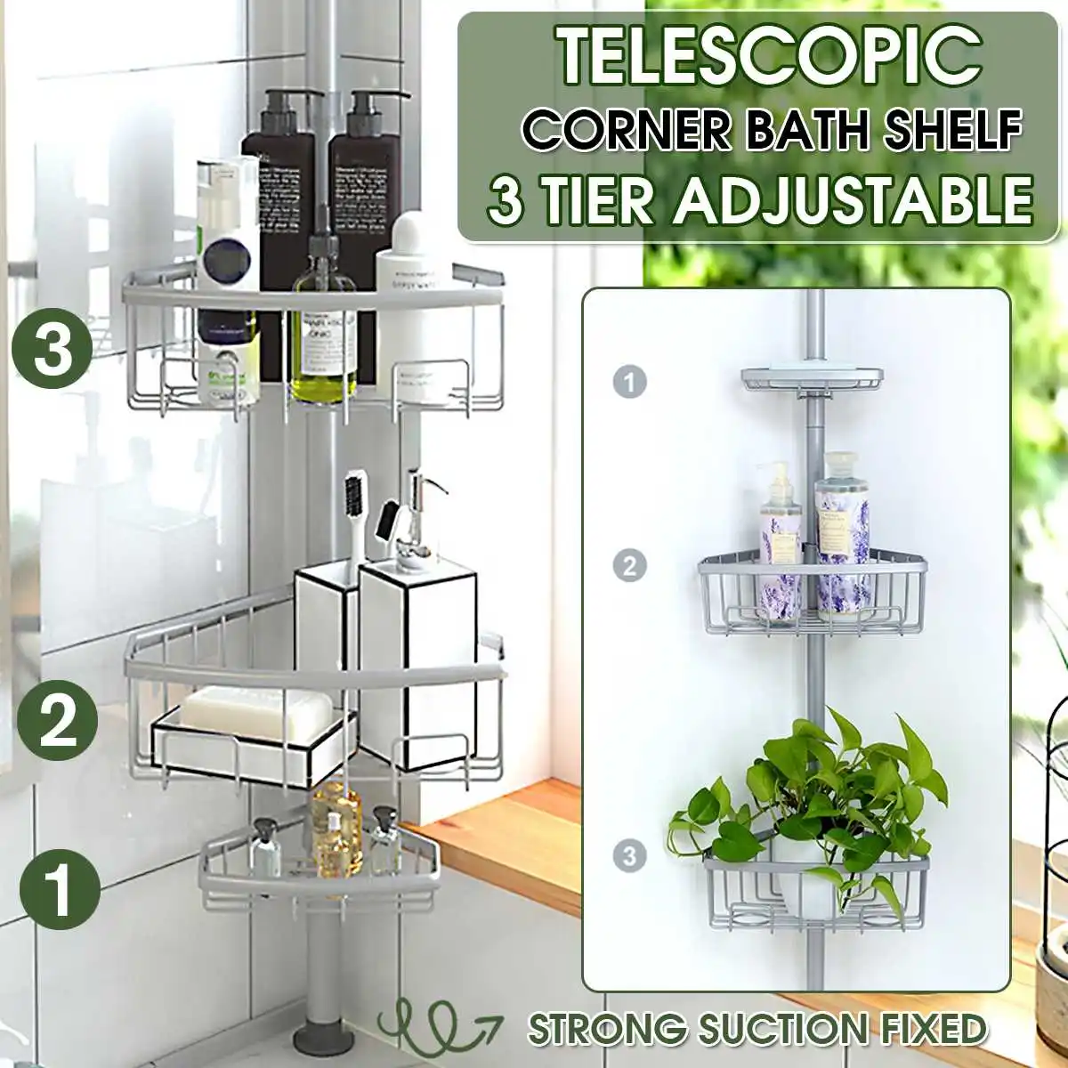 

NEW Bathroom Shelf 3 Layer Aluminum Triangular Rack Bathroom Accessories Storage Organizer For Kitchen/Bedroom Basket Holder