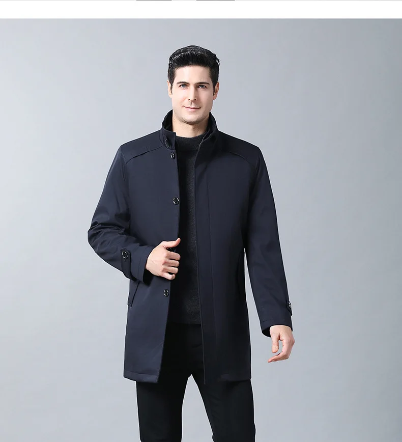 M-XXXXL, осенне-зимнее мужское повседневное пальто, плотный шерстяной Тренч, деловое мужское одноцветное классическое пальто средней длины, куртки, топы