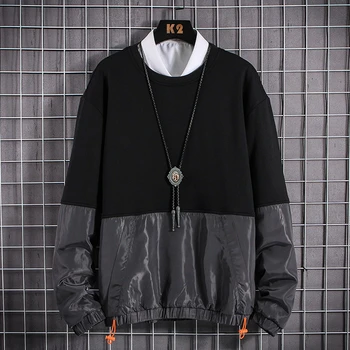 

Solid Hoodies Men 2020 Patchwork Hoodies Male Pullovers O Neck Hip Hop Fashion Plain Hoodies WholeSale Long Sleeve Hoody Tops