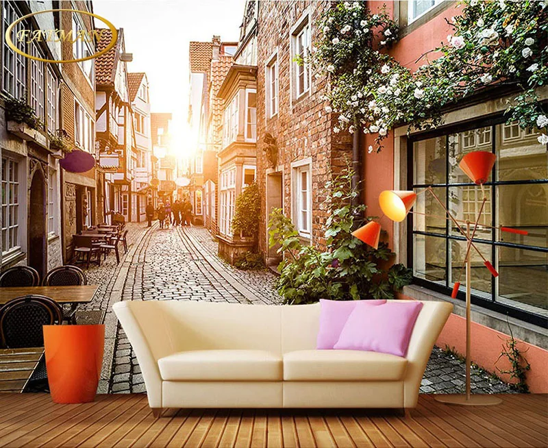 

Dropshipping Custom Wallpaper 3D European Style Building City Street Photography Coffee Shop Bookstore Living Room Thick Mural