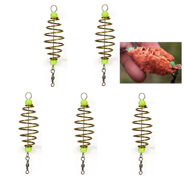 5Pcs/Set Fishing Bait Spring Lure Inline Hanging Tackle Stainless Steel  Feeder Fishing Feeders Carp Fishing