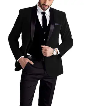 

Three 3 Piece Velvet Men's Suit Set Groomsmen Tuxedo Blazers for Wedding Prom Party Suit Business Jacket