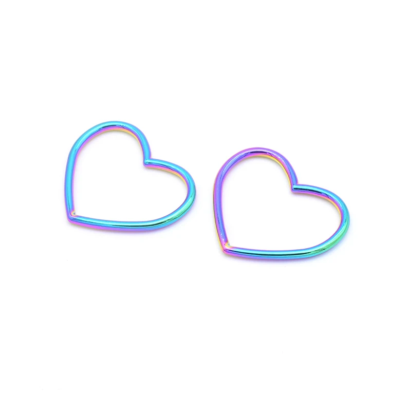 

5x New Color Metal Heart Ring For Leather Choker Collar Necklace, Heart Buckle For Leather Collar