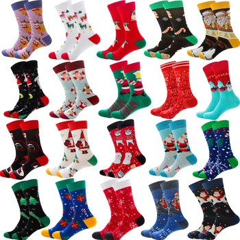 

New 2021 Christmas Socks Women Funny Santa Claus Christmas Tree Snow Elk Cotton Happy Socks Men Harajuku New Year Sokken