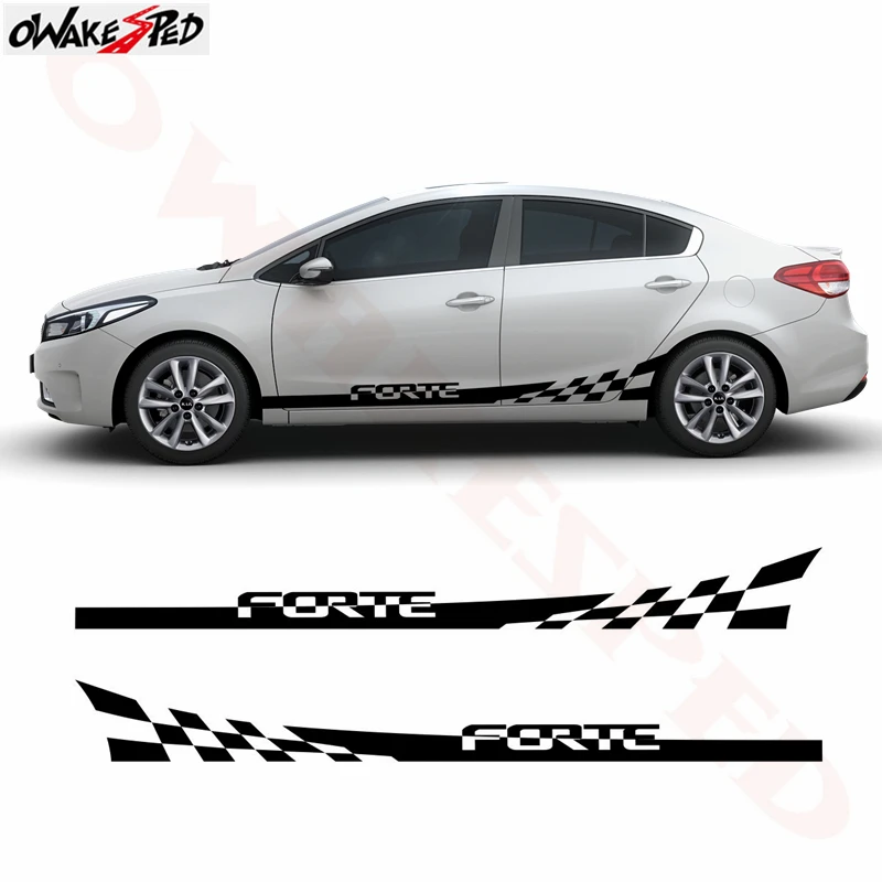 

2 PCS Car Styling Vinyl Car Side Skirt Stickers Decals For KIA Forte Cerato Auto Body Modified Accessories Decal