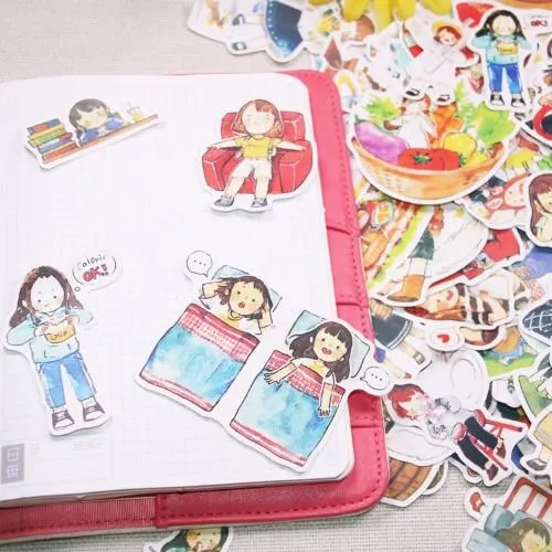 

20set/1lot Paper Cartoon girls Travel Diary Planner Decorative Mobile Stickers Scrapbooking Craft Stationery Stickers